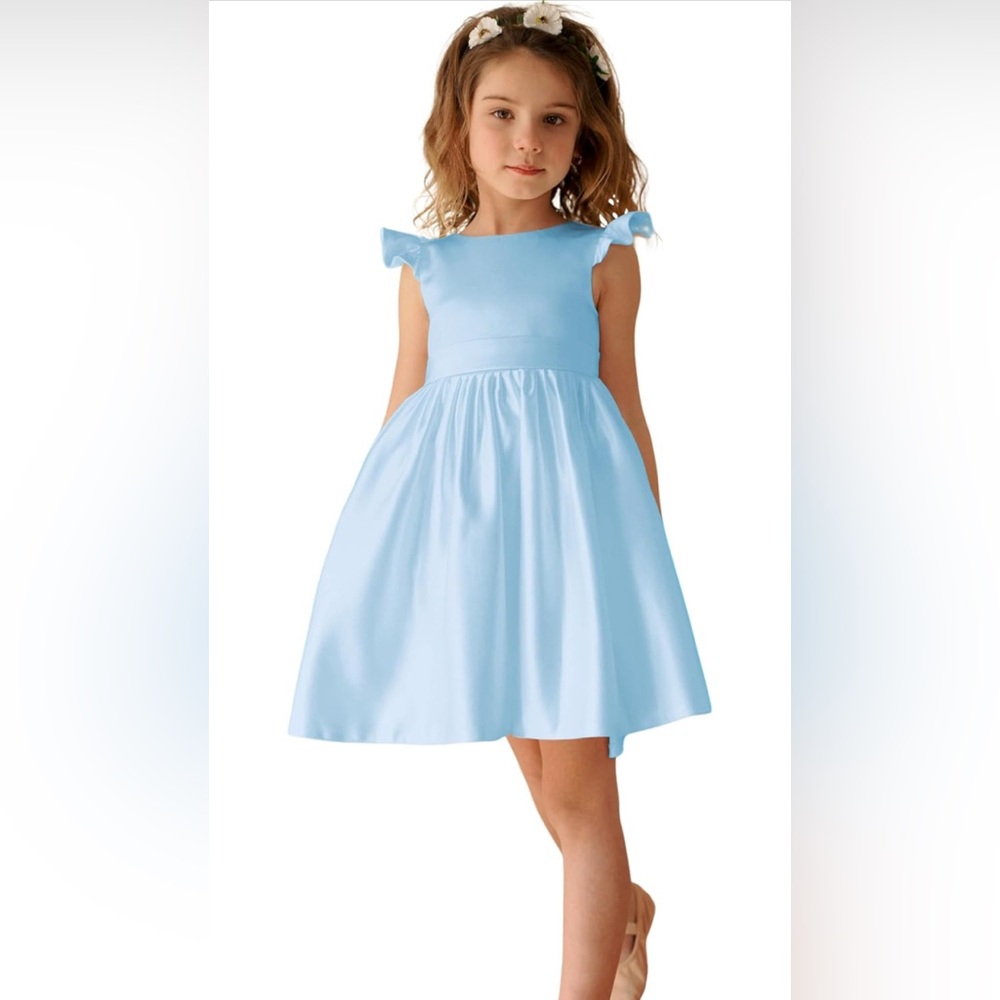 NWT V-Back Satin Flower Girl Dress Girls Pretty Pageant for Wedding Guest 14